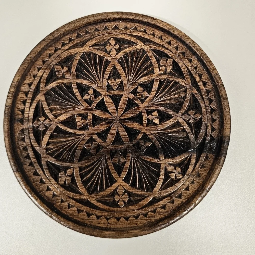 Vintage Signed Hand Carved Wooden-Resin Decor Set